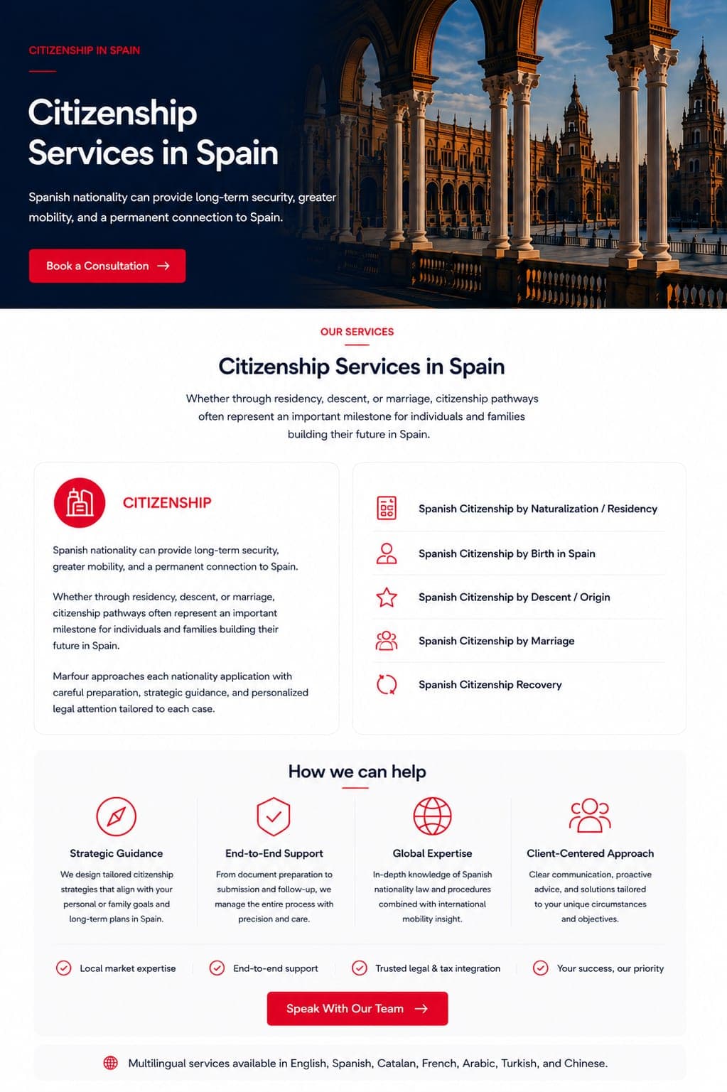 Citizenship services page design