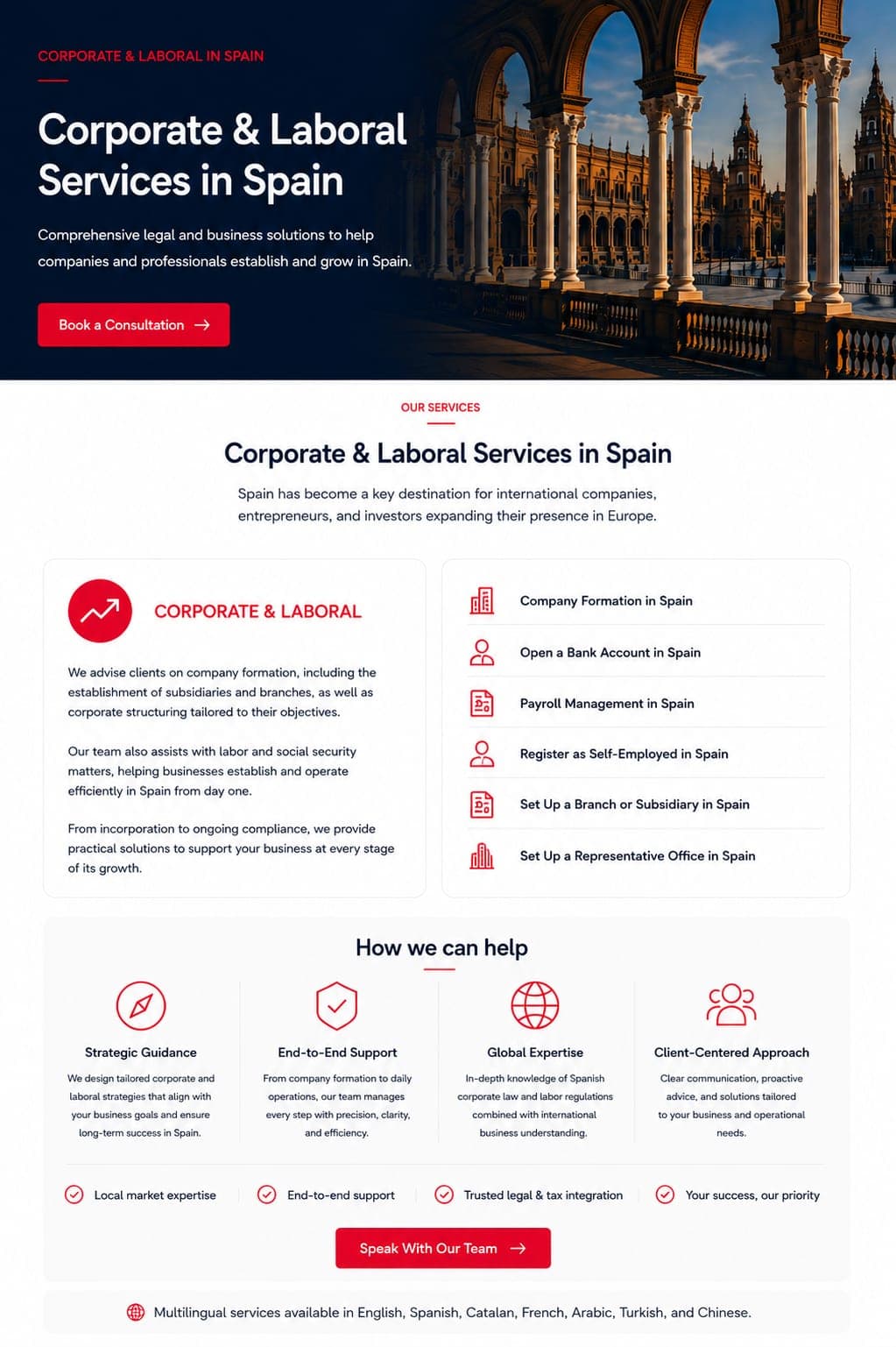 Corporate & Labor services page design