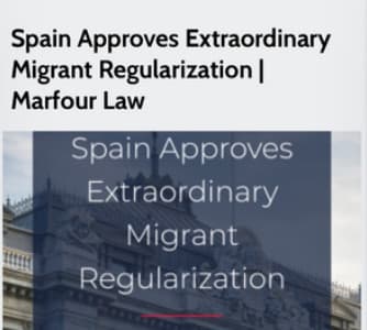 Article header: Spain Approves Extraordinary Migrant Regularization