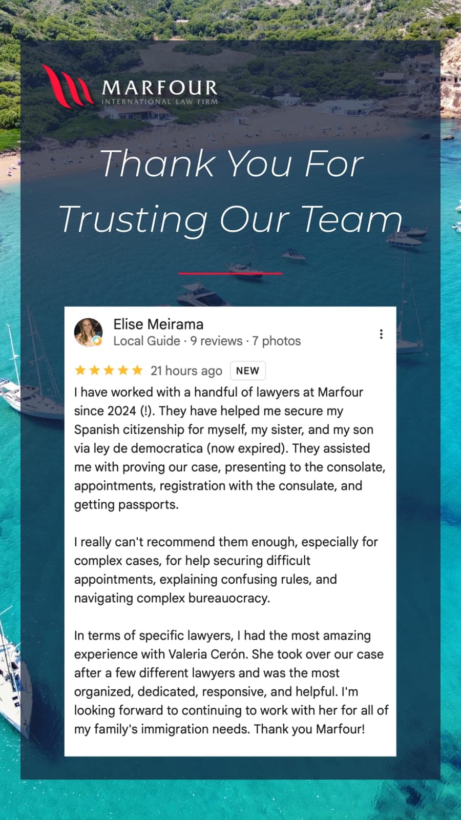 Story: client testimonial, Thank you for trusting our team