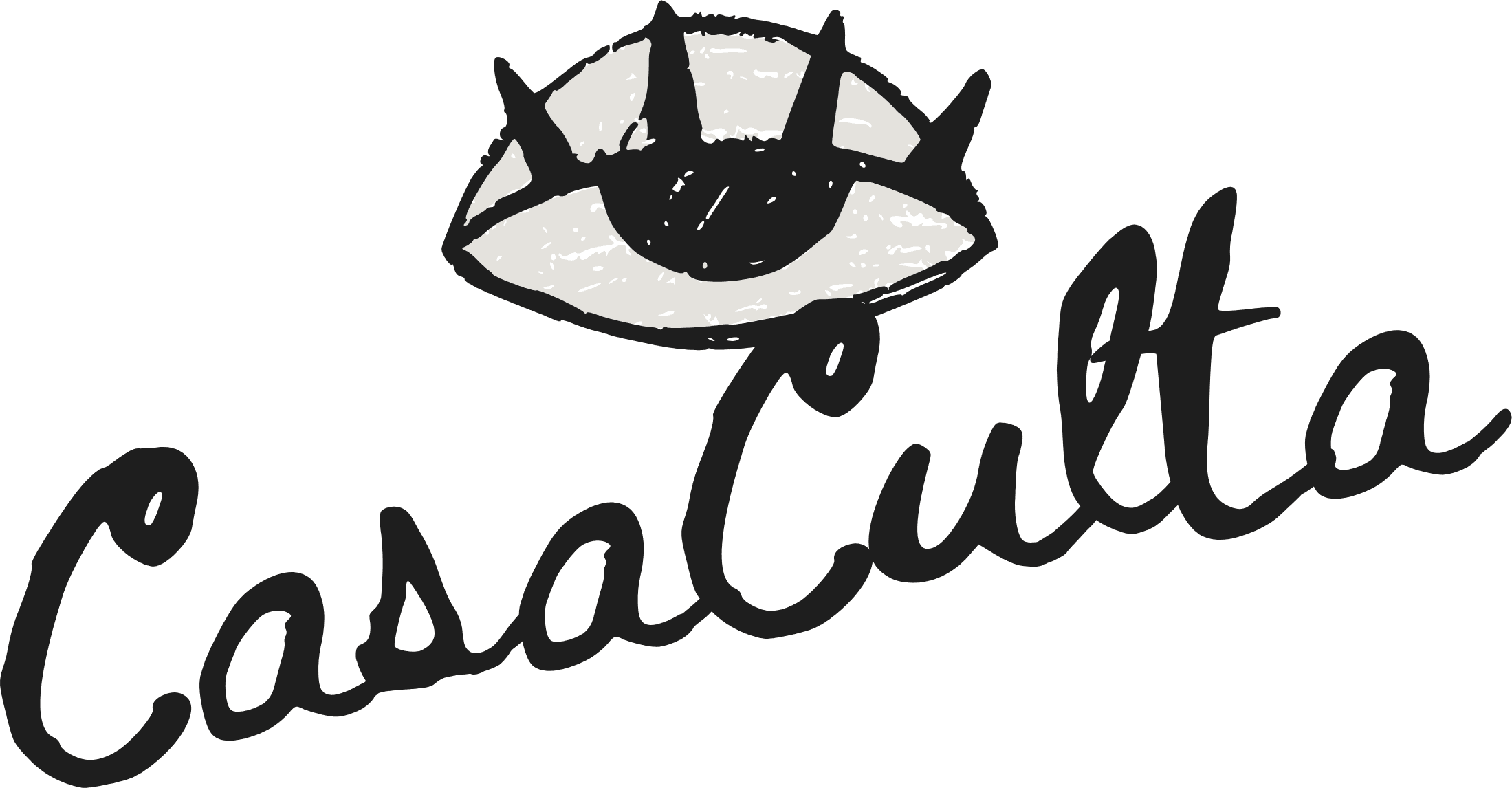 Casa Culta primary logo: a hand-drawn eye above the script wordmark, in black