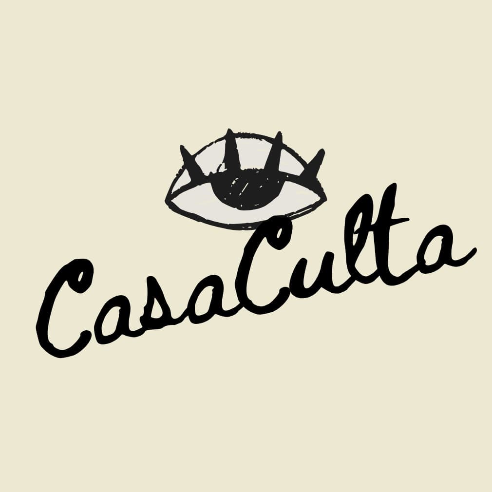 Casa Culta logo in black on a sand background
